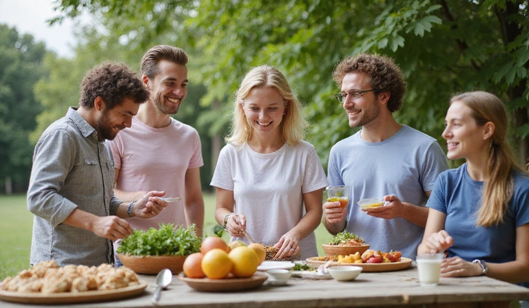 Personas felices y satisfechas disfrutando de una vida sana